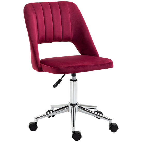 Vinsetto Velvet Office Chair Mid Back Swivel Scallop Shape Computer Desk Chair Red | The Comfy Couch Canada