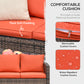 Outsunny 6 Pieces Wicker Patio Furniture Set with Cushions, 7-Seater Rattan Patio Sofa Set with Storage Table, Orange | The Comfy Couch Canada
