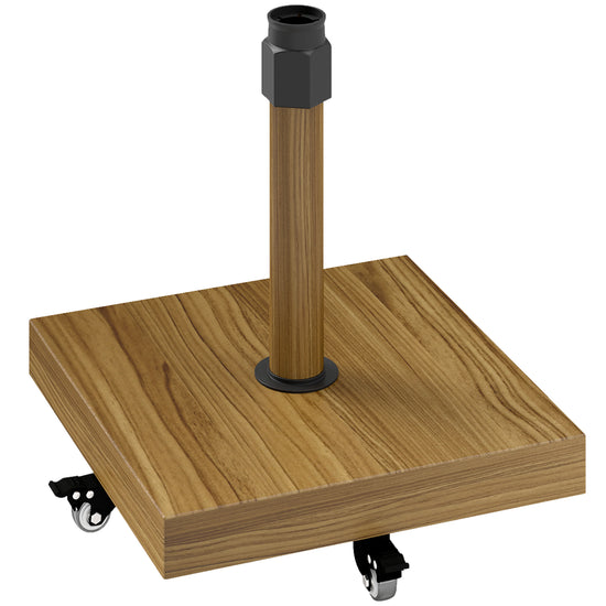 Outsunny Patio Umbrella Base Holder, Outdoor Umbrella Stand with Wheels, Heavy Duty Patio Umbrella Stand Base for Garden, Poolside, Nature Wood | The Comfy Couch Canada