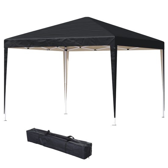 Outsunny 10 x 10ft Folding Pop Up Tent Outdoor Gazebo Canopy with Carrying Bag, Black | The Comfy Couch Canada