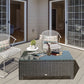 Outsunny Rattan Wicker Coffee Table with Glass Top - Black Outdoor Garden Patio Furniture | The Comfy Couch Canada