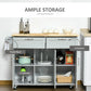 HOMCOM Multifunctional Kitchen Serving Station: Rolling Island Cart with 2 Drawers, Cabinets & Grey Finish | The Comfy Couch Canada