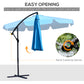 Outsunny 9FT Cantilever Patio Umbrella: Offset Design with Easy Tilt, Cross Base & 8 Ribs for Outdoor Shade, Blue | The Comfy Couch Canada