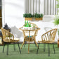 Outsunny 4 Piece Rattan Patio Dining Set Tempered Glass Top Storage Light Brown Furniture | The Comfy Couch Canada