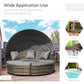 Outsunny 4-Piece Outdoor Lounge Set with Cushioned Daybed Round Sofa Bed Patio Furniture with Canopy Coffee Table Grey | The Comfy Couch Canada