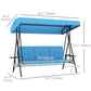Outsunny 3-Seat Patio Swing with Adjustable Canopy & Side Tray, Outdoor Porch Swing, Removable Blue Cushion for Garden, Poolside | The Comfy Couch Canada