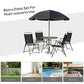 Outsunny 6PC Garden Dining Set with Umbrella Outdoor Patio Furniture Round Table Folding Chairs Cream-white | The Comfy Couch Canada
