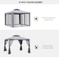 Outsunny Patio Gazebo 9.6x9.6ft Outdoor Pavilion 2 Tier Roof Canopy Steel Frame Grey | The Comfy Couch Canada