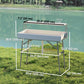 Outsunny 3.5ft Folding Ice Cooler Table with Drain, 2-Tier Party Cooler Table Outdoor Cooler Table with Shelf, Patio Cooler Table for Party Picnic BBQ Camping Wedding, White | The Comfy Couch Canada