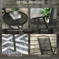 Outsunny 3 Pieces Bistro Set, Foldable Patio Furniture Set with Mesh Chairs, Glass Table for Garden, Balcony, Black | The Comfy Couch Canada