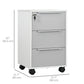 HOMCOM Mobile Filing Cabinet: 3-Drawer Vertical Unit with Lock & Wheels for Home Office, White/Grey.