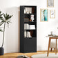 HOMCOM 4-Tier Open Bookshelf with Doors Modern Home Office Bookcase Storage Cabinet for Living Room Bathroom Study, Black | Aosom Canada