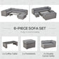 Outsunny 6 Pieces Patio Furniture Set, Outdoor Wicker Sofa Set Aluminum Frame PE Rattan Conversation Furniture, Grey | The Comfy Couch Canada