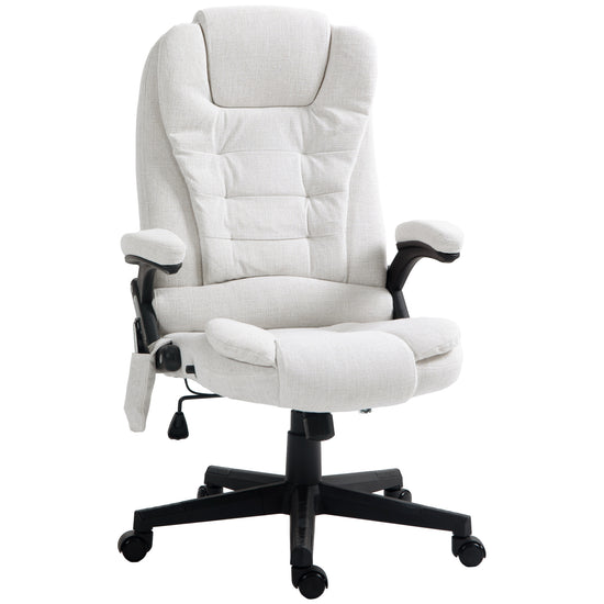 Vinsetto 6 Point Vibrating Massage Office Chair High Back Executive Chair with Reclining Back, Swivel Wheels, White | The Comfy Couch Canada