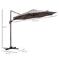 Outsunny Cantilever Hanging Patio Umbrella: 10ft 360° Rotatable Aluminum with Cross Base, Grey | The Comfy Couch Canada