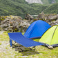 Outsunny Folding Camping Cot for Adults Portable Outdoor Sleeping Bed with Carry Bag Navy Blue | The Comfy Couch Canada