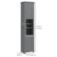 HOMCOM Freestanding Tall Bathroom Linen Cabinet Open Shelves Dual Doors Narrow Storage Unit Space Saving Furniture Grey | The Comfy Couch Canada