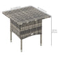 Outsunny Mixed Gray Rattan End Table Outdoor Coffee Table with Plastic Board Top for Balcony Patio Furniture | The Comfy Couch Canada
