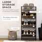 HOMCOM Industrial Style Shoe Storage with 3 Flip Drawers Open Shelf for 12 Pairs, Rustic Brown Finish | The Comfy Couch Canada