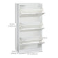 HOMCOM Slim High Gloss White Shoe Storage Cabinet 3 Flip Drawers Adjustable Shelves Organizer for 15 Pairs | The Comfy Couch Canada