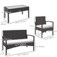 Outsunny 4-Piece Patio Furniture Set Loveseat Sofa Armchairs Glass Table Outdoor Wicker Conversation Set White | The Comfy Couch Canada