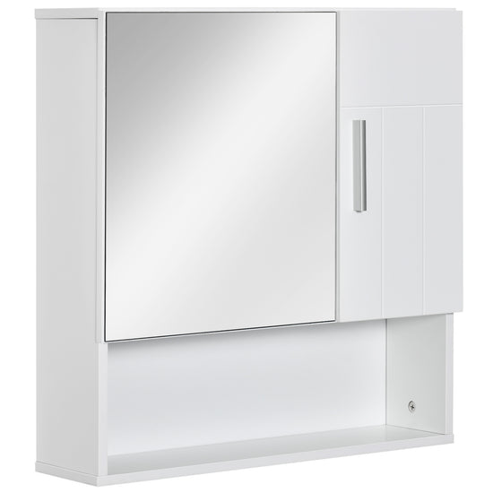 Kleankin White Wall Medicine Cabinet: Bathroom Mirror Storage with Double Doors & Adjustable Interior Shelf | The Comfy Couch Canada