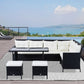 Outsunny 6 Pieces Patio Dining Set Wicker Outdoor Furniture Set Garden Rattan Sofa Set Outdoor Sectional Couch w/ Cushions Table White | The Comfy Couch Canada