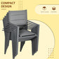 Outsunny 7PC Patio Dining Set Aluminum Expandable Table Stackable Chairs Mesh Fabric Seats Dark Gray | The Comfy Couch Canada