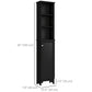 HOMCOM Tall Bathroom Storage Cabinet, Freestanding Linen Tower with 3-Tier Open Adjustable Shelf, Black | The Comfy Couch Canada