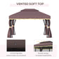 Outsunny Aluminum Frame Gazebo Canopy 10x13ft Double Tier Garden Shelter with Netting Curtains Coffee | The Comfy Couch Canada