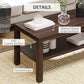HOMCOM Walnut 2-Tier Coffee Table with Shelf: Rectangular Center Table for Living Room, Home Office Furniture | The Comfy Couch Canada