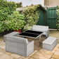 Outsunny 5 Pieces Patio Dining Set, Conversational Rattan Loveseat and Dining Table with Tempered Glass Tabletop and Cushions, Gray.