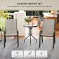 Outsunny 3 Pieces Bistro Set, Small Patio Furniture Set with Stackable Mesh Chairs, Glass Table for Garden, Balcony, Light Grey | The Comfy Couch Canada