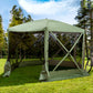 Outsunny 12x12 Pop Up Canopy Tent, Screened Gazebo with Mesh Sidewalls, Carry Bag for Camping & Outdoor Dining, Green | The Comfy Couch Canada