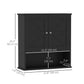 kleankin Farmhouse Bathroom Medicine Cabinet, Wall Cabinet with Barn Doors, and Adjustable Shelf for Laundry Room, Black | The Comfy Couch Canada