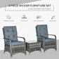 Outsunny 3 Piece Outdoor PE Rattan Patio Furniture Set Bistro Set w/ Cushions, Tempered Glass Tabletop for Balcony, Pool, Grey | The Comfy Couch Canada