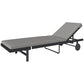 Outsunny PE Rattan Tanning Chair, Outdoor Patio Lounger with 5-Level Adjustable Back, Wheels and Cushion, Grey | Aosom Canada