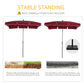 Outsunny Patio Umbrella: 7x4ft Rectangular Aluminum Adjustable Tilt UV Protection Wine Red | The Comfy Couch Canada