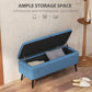 HOMCOM 40" Ottoman with Storage, Linen Upholstered Storage Ottoman Bench with Steel Legs for Living Room, Bedroom Dark Blue | The Comfy Couch Canada