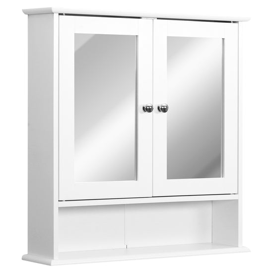Kleankin White Wall Cabinet: Bathroom Storage with Double Mirrored Doors & Adjustable Shelf for Organized Essentials | The Comfy Couch Canada