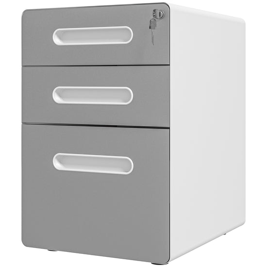 Vinsetto Secure File Cabinet: Locking Drawers & Smooth Mobility for Legal/Letter Documents in Home Office, Grey | The Comfy Couch Canada