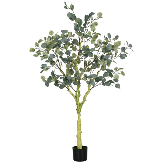 HOMCOM 5ft Artificial Eucalyptus Tree: Indoor Fake Plant with White Tips and Pot for Home, Office, Living Room Decor | The Comfy Couch Canada