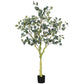 HOMCOM 5ft Artificial Eucalyptus Tree: Indoor Fake Plant with White Tips and Pot for Home, Office, Living Room Decor | The Comfy Couch Canada