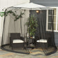 Outsunny 7.5ft Patio Umbrella Screen, Mosquito Net with Door, Easy Setup, for Outdoor Dining - Black | The Comfy Couch Canada