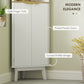 HOMCOM 67" Tall Bathroom Cabinet, Narrow Bathroom Storage Cabinet with Curved Profile Design and Adjustable Shelves, White | The Comfy Couch Canada