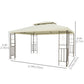 Outsunny 10x13ft Steel Gazebo Sun Shelter Patio Outdoor Party Event Canopy Vented Roof Cream White.