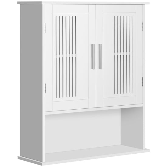 kleankin Modern White Wall Cabinet: 2-Door Bathroom Organizer with Storage Shelf for Streamlined Kitchen & Laundry Areas | The Comfy Couch Canada