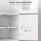 HOMCOM Freestanding Bathroom Cabinet Glass Louvred Doors Tall Cupboard Kitchen Study Living Room Storage Furniture White | The Comfy Couch Canada