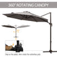 Outsunny Cantilever Hanging Patio Umbrella: 10ft 360° Rotatable Aluminum with Cross Base, Grey | The Comfy Couch Canada