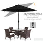 Outsunny 9ft Solar LED Outdoor Patio Umbrella: Black Tilt Canopy Sunshade for Evening Gatherings | The Comfy Couch Canada